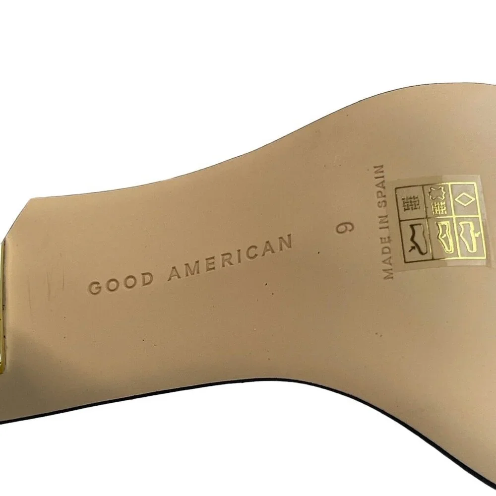 Good American Women Size 9 Heels White Terry GA354T-X NEW Kardashian Gold Accent - Picture 9 of 12
